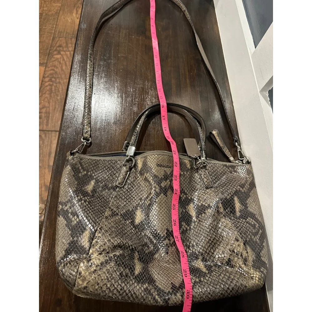 Women's Madison Kelsey Coach Satchel Bag Medium Gray Snake Print